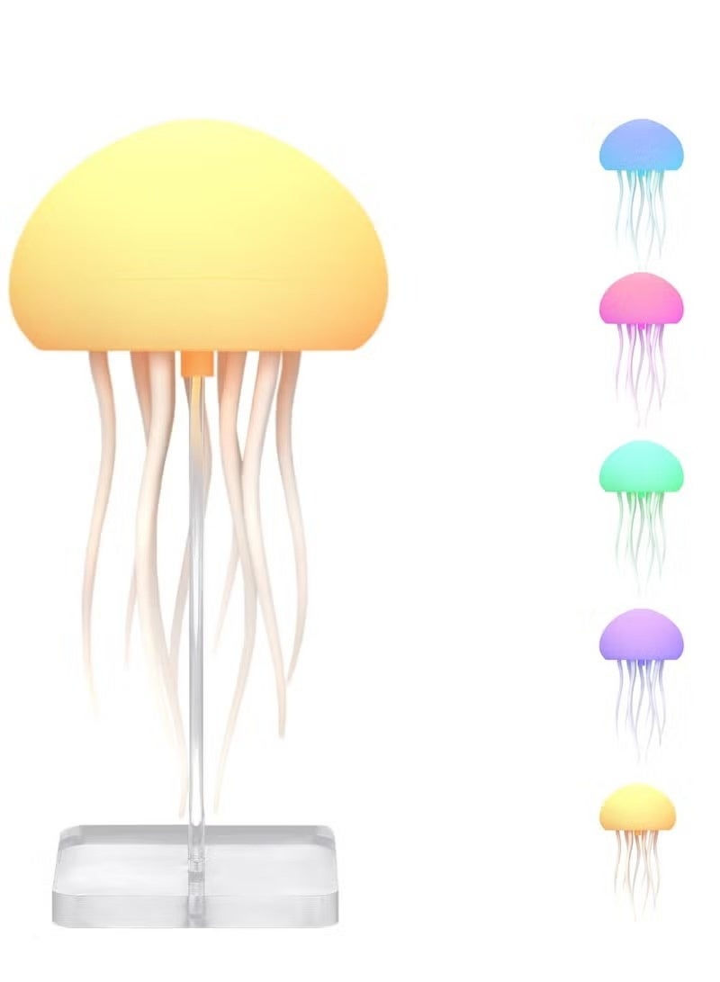 إيزي شوب مصباح على شكل قنديل بحر عائم، تحكم صوتي، تدرج ألوان RGB، مجسات متحركة، مصباح طاولة بجانب السرير، قابل لإعادة الشحن، مستشعر لمس، مصباح LED معلق على شكل قنديل بحر راقص، مناسب للأطفال والكبار - Image 1